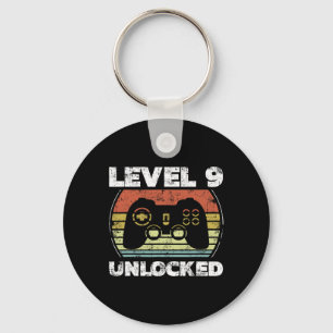 Level 9 Unlocked Funny Video Gamer 9th Birthday Key Ring