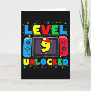 Level 9 Unlocked Gamer 9th Birthday Gift Video Gam Card