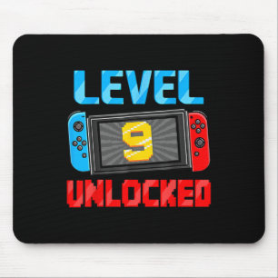 Level 9 Unlocked Gamer 9th Birthday Gift Video Gam Mouse Mat