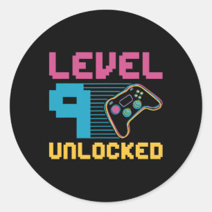 Level 9 Unlocked Gaming Birthday 1  Classic Round Sticker