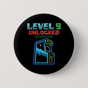 Level 9 Unlocked New High Score Arcade Game Birthd 6 Cm Round Badge