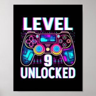 Level 9 Unlocked Shirt Funny Video Gamer Geek 9th Poster