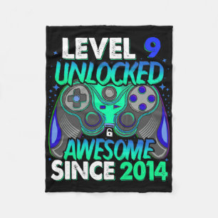 Level 9 Unlocked Video Game 9 Years Old Boy 9th Bi Fleece Blanket