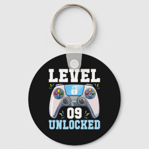 Level 9 Unlocked Video Game 9th Birthday Gamer Boy Key Ring