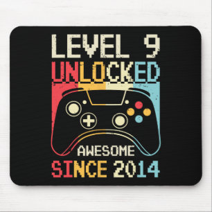 Level 9 Unlocked Video Game 9th Birthday Gamer Boy Mouse Mat