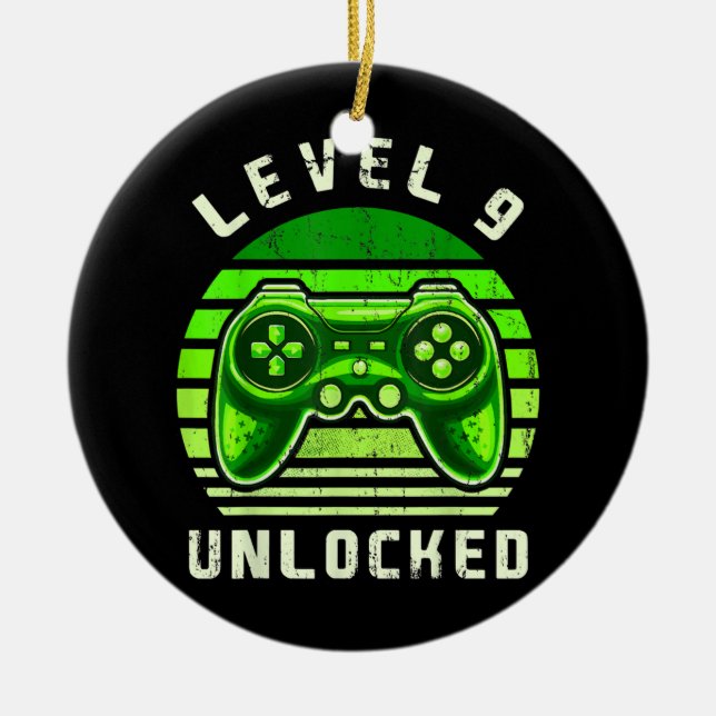 Level 9 Unlocked Video Game 9th Birthday Gamer Ceramic Tree Decoration (Front)