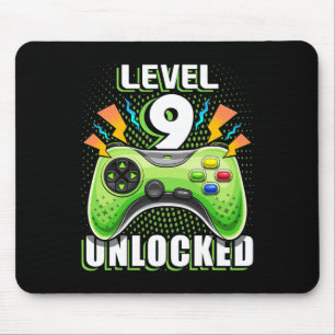 Level 9 Unlocked Video Game 9th Birthday Gamer Gif Mouse Mat