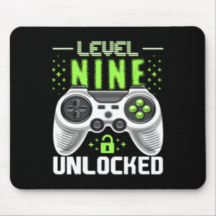 Level 9 Unlocked Video Game 9th Birthday Gamer Gif Mouse Mat