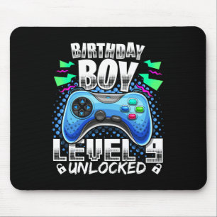 Level 9 Unlocked Video Game 9th Birthday Gamer Gif Mouse Mat