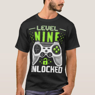 Level 9 Unlocked Video Game 9th Birthday Gamer Gif T-Shirt