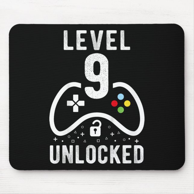 Level 9 Unlocked Video Game 9th Birthday Gift  Mouse Mat (Front)