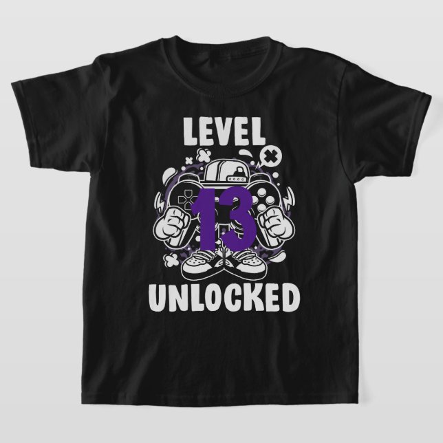 Level 9 Unlocked Video Gamer 13rd Birthday Shirt G (Laydown)