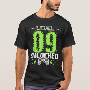 Level 9 Unlocked Video Gamer 9th Birthday Gamer Gi T-Shirt