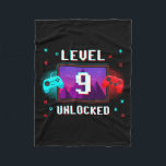 Level 9 Unlocked Video Gamer Funny 9th Birthday Bo Fleece Blanket<br><div class="desc">Level 9 Unlocked Video Gamer Funny 9th Birthday Boy Gaming</div>
