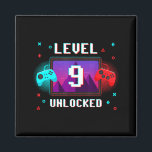 Level 9 Unlocked Video Gamer Funny 9th Birthday Bo Magnet<br><div class="desc">Level 9 Unlocked Video Gamer Funny 9th Birthday Boy Gaming</div>