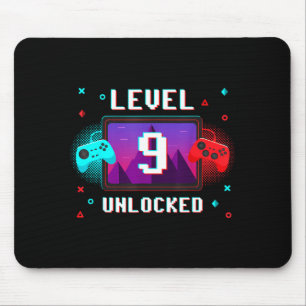 Level 9 Unlocked Video Gamer Funny 9th Birthday Bo Mouse Mat