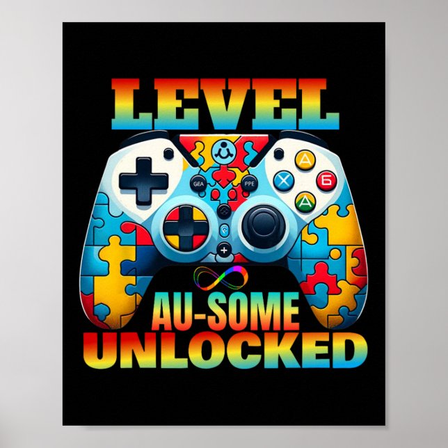Level Au-some Unlocked Video Game Controller Autis Poster (Front)