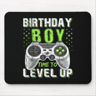 Level Clic Up Birthday Boy Video Game Kids Girls B Mouse Mat