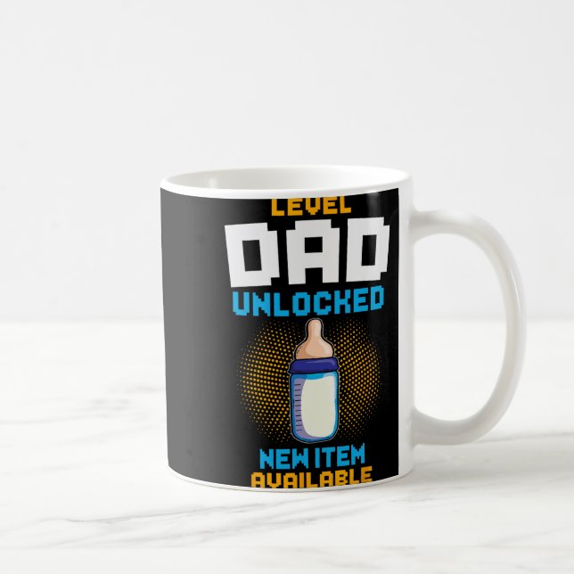 Level Dad Unlocked Pregnancy Announcement Gamer Fa Coffee Mug (Right)