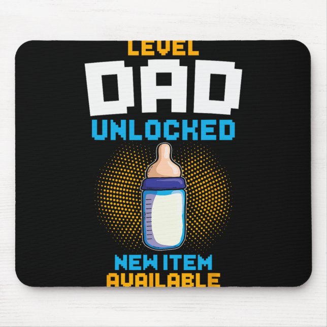 Level Dad Unlocked Pregnancy Announcement Gamer Fa Mouse Mat (Front)