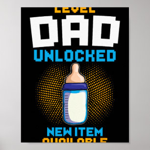 Level Dad Unlocked Pregnancy Announcement Gamer Fa Poster