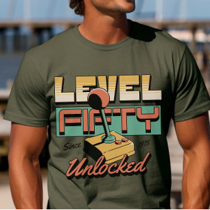 Level Fifty Unlocked Retro Gamer Birthday T-Shirt