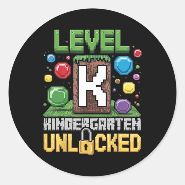 Level Kindergarten Unlocked Video Game Funny Back  Classic Round Sticker (Front)