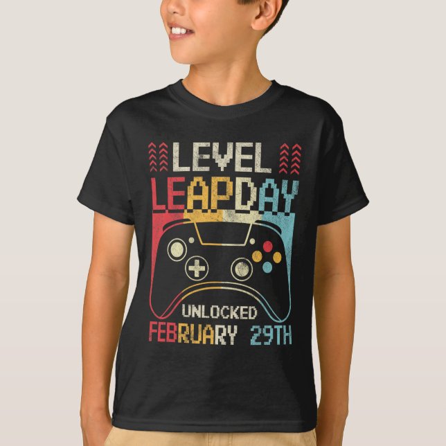 Level Leap Day Unlocked Video Game Controller Game T-Shirt (Front)