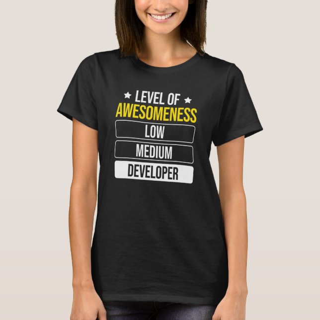 Level Of Awesomeness Developer Software Developer T-Shirt (Front)