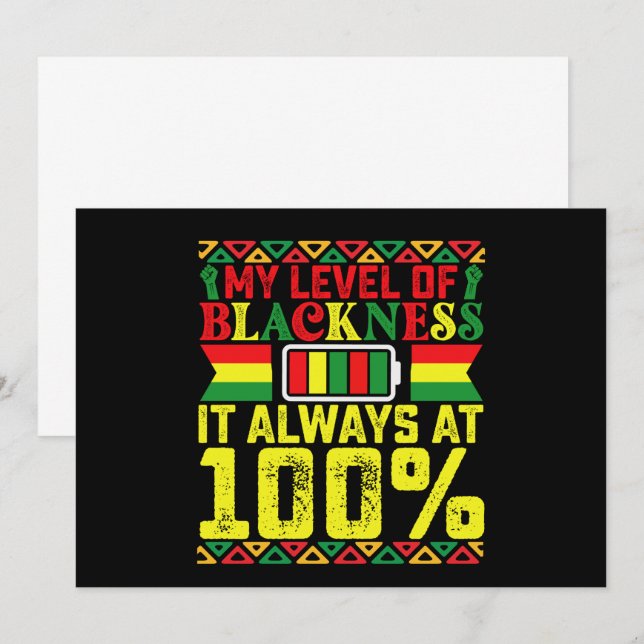 Level Of Blackness Juneteenth Black History  Invitation (Front/Back)