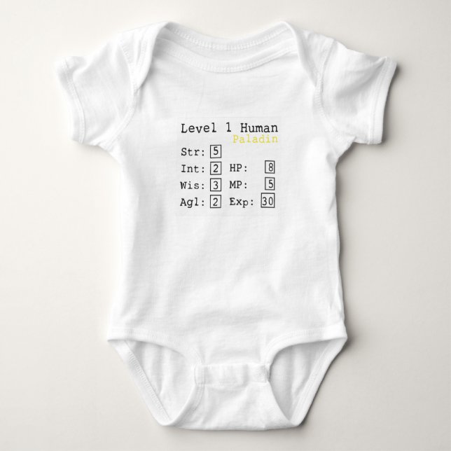 Level One Paladin Baby Bodysuit (Front)