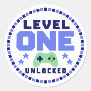 Level One Unlocked 1st Birthday Gamer Sticker