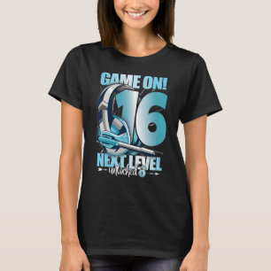 Level Unlocked 16th Birthday 16 Years Boy Girl Gam T-Shirt