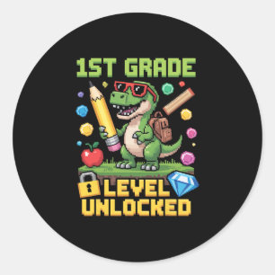 Level Unlocked 1st Grade Dinosaur Ck To School Gam Classic Round Sticker