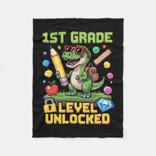 Level Unlocked 1st Grade Dinosaur Ck To School Gam Fleece Blanket
