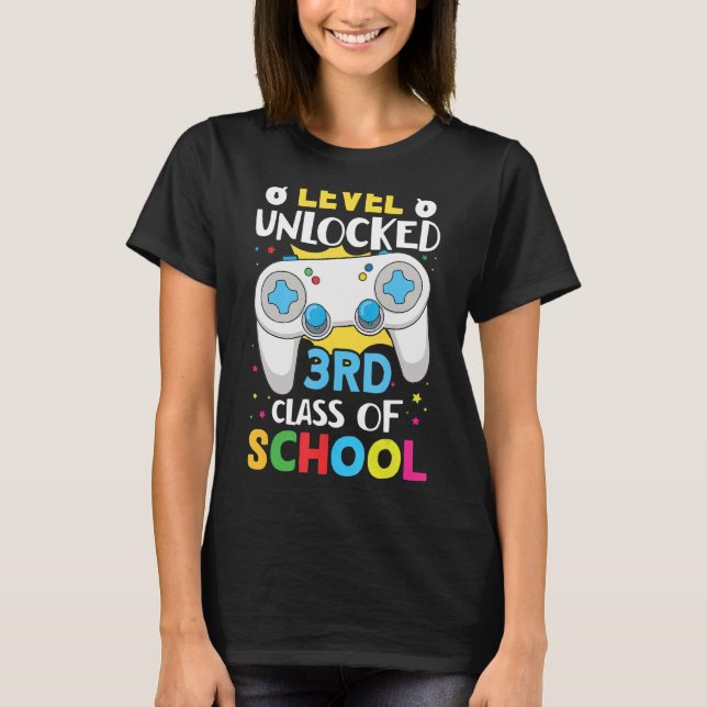 Level Unlocked 3rd Grade Primary School  Schulkind T-Shirt (Front)