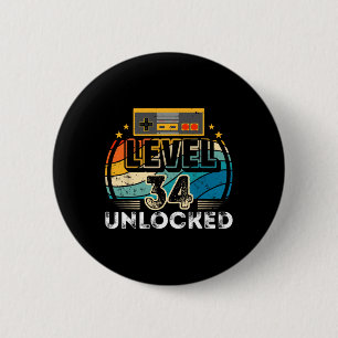 Level &#; Unlocked Birthday Boy &#; th Video Game 6 Cm Round Badge