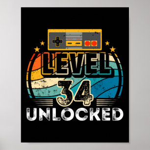 Level &#  Unlocked Birthday Boy &# th Video Game Poster