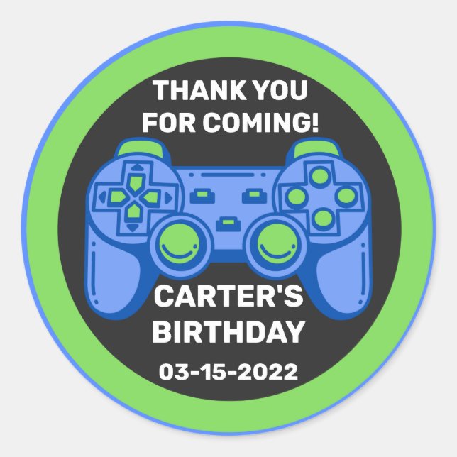 Level Unlocked Birthday Gamer Personalised Classic Round Sticker (Front)