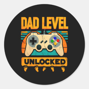 Level Unlocked Father39s Day New Dad Classic Round Sticker