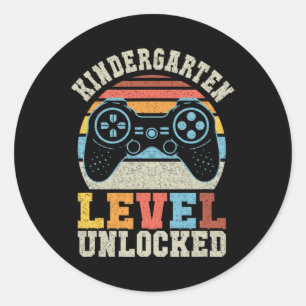 Level Unlocked Gamer 1st Day Of School Boys 1  Classic Round Sticker