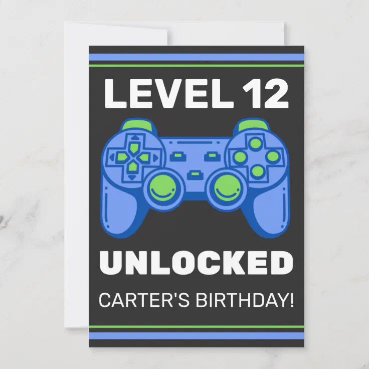 Level Unlocked Kid's Birthday Personalised Invitation | Zazzle