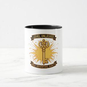 Level Unlocked Retro Gaming Pixel Art Key   New  Mug