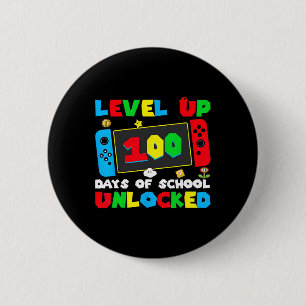 Level Up 100 Days Of School Unlocked Gamer Video G 6 Cm Round Badge