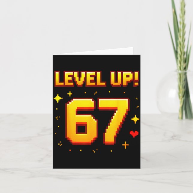 Level Up 67 Funny Gaming 6 7 Meme Gen Alpha Slang  Card (Front)