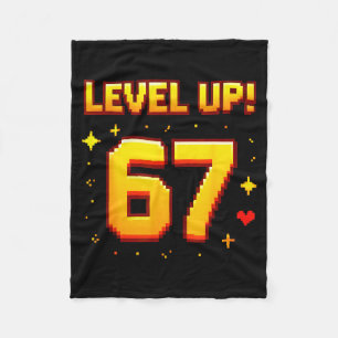 Level Up 67 Funny Gaming 6 7 Meme Gen Alpha Slang  Fleece Blanket