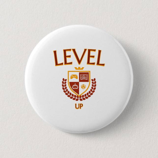 Level Up 6 Cm Round Badge (Front)