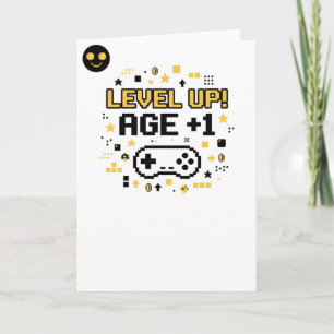 Level Up Age +1 Funny Gaming Birthday pun Card