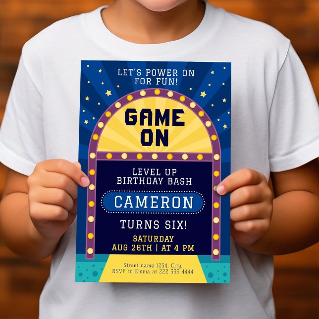 Level up Arcade Game Party Invitation (Creator Uploaded)