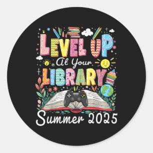 Level Up At Your Library Summer 2025 Read Gamer Bo Classic Round Sticker